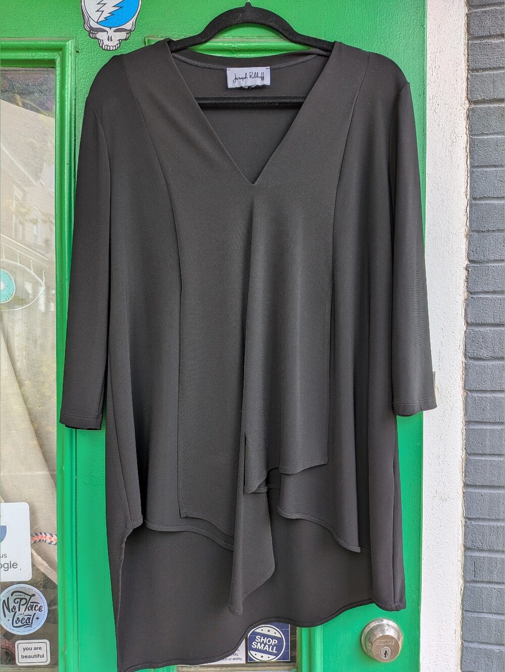 Joseph Ribkoff Black 3/4 Sleeve Asymmetric Tunic Size 10